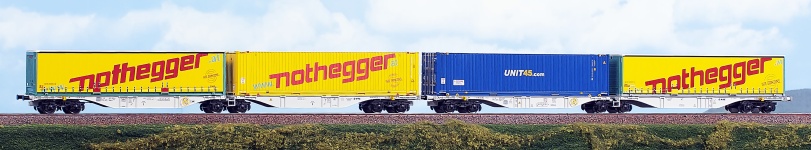 ACME 45113 - H0 - 2-tlg. Set Containertragwagen Sggmrss Nothegger, Ep. V-VI, VTG/AAE